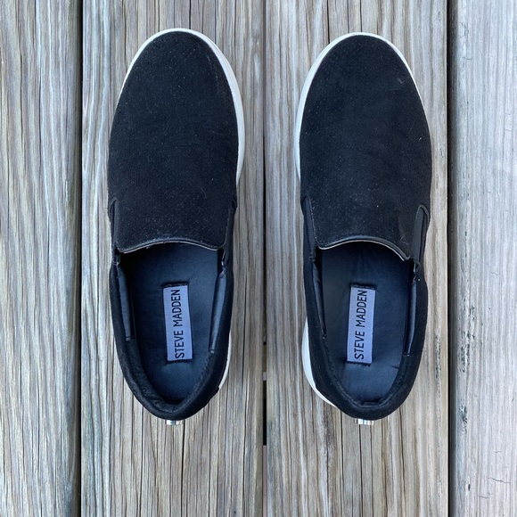 Black Steve Madden Slip On Sneakers - Picture 3 of 4